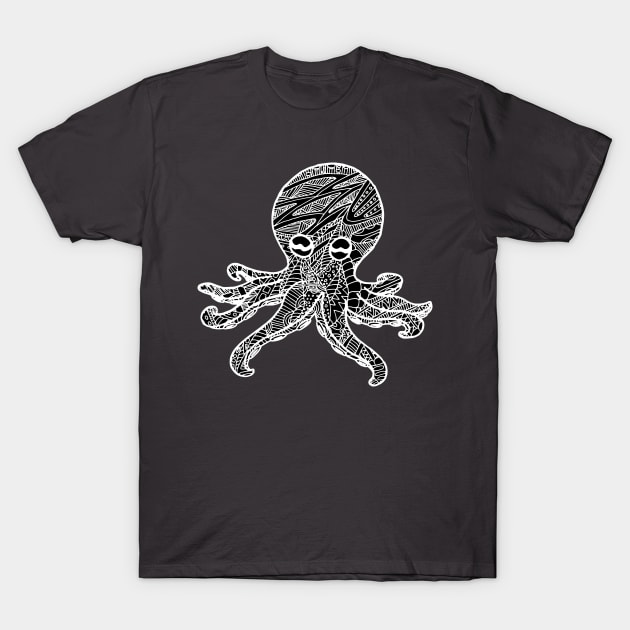 Octopus Zentangle - White T-Shirt by ElviraDraat